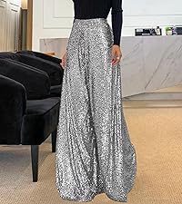 glitter sequin wide leg pants