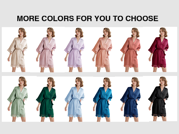 Women''s Pure Short Silky Robes Bridesmaid Bride Party Satin Robes Sleepwear