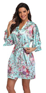 floral satin robes for women