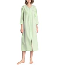 Women&amp;#39;s Cotton Zip Up Robe 3/4 Sleeves Housecoat Long Duster with Pockets