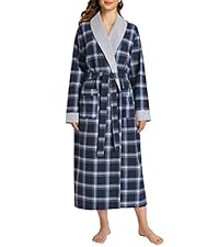 Women&amp;amp;#39;s Plaid Flannel Robe Long Cotton Bathrobe with Pockets