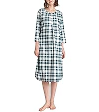 Women&amp;amp;amp;#39;s Cotton Flannel Nightgown Plaid Long Nightshirt with Pockets