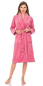 TowelSelections Women''s Plush Robe, Fleece Shawl Collar Spa Bathrobe