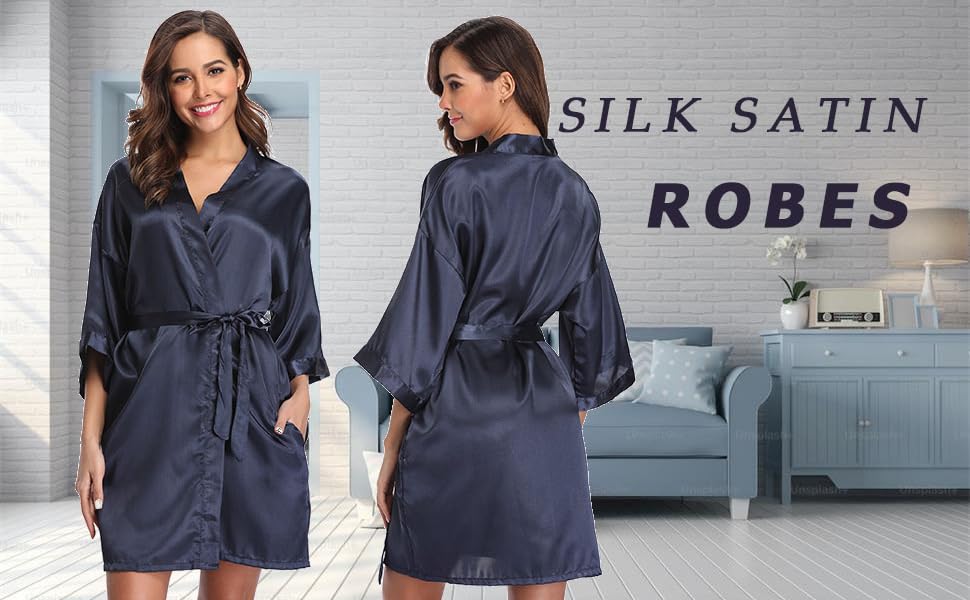 women satin kimono 