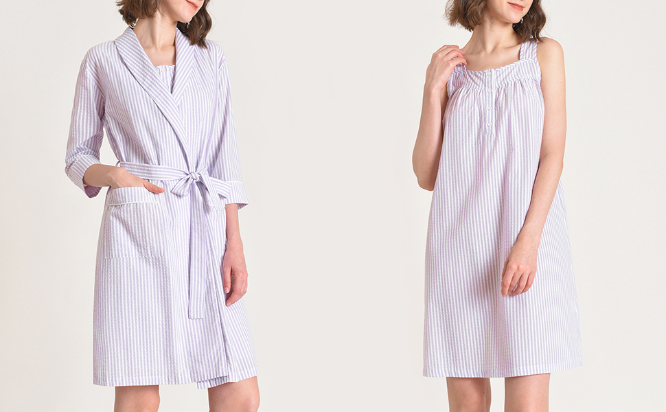 cotton nightgown robe sets