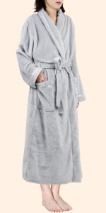 ladies satin trim robe bathrobe lounge spa