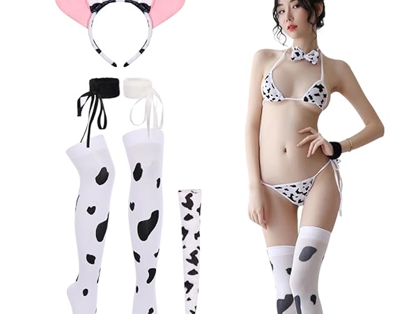 Women sexy lingerie outfit milk cow roleplay costume cute maid cosplay underwear bikini bras panties