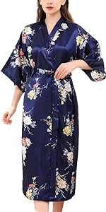 women satin kimono robe