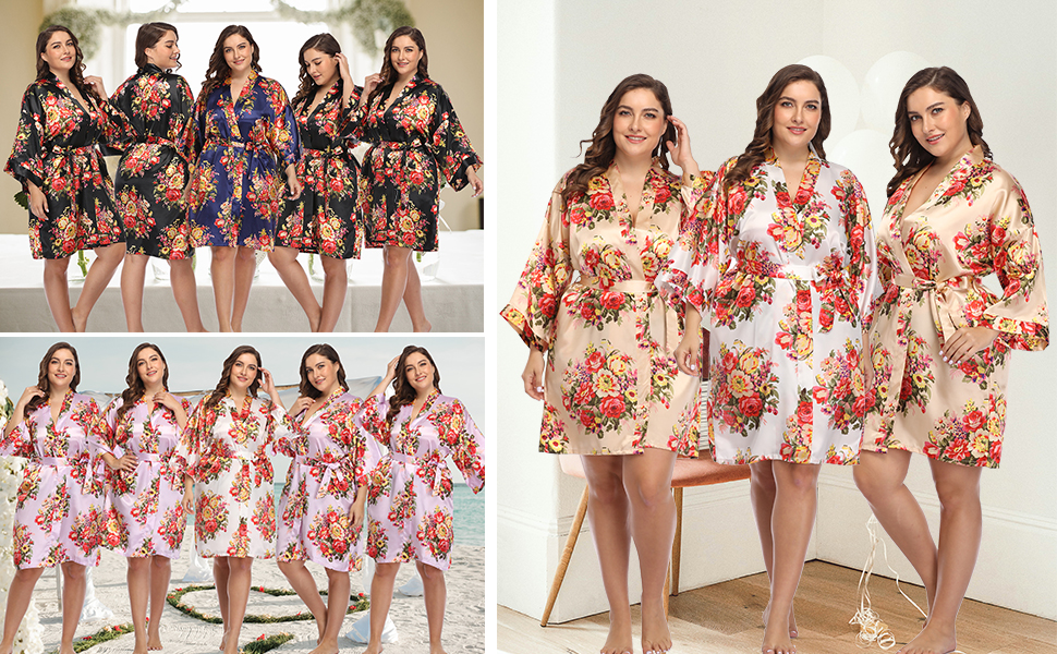 wedding party robes plus size kimono robes for women silky bathrobe bridal nightgown lingerie robe