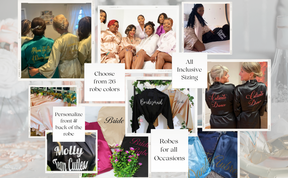 Personalized Womens Robes, Bridesmaid Robes Personalized for the entire bridal party.