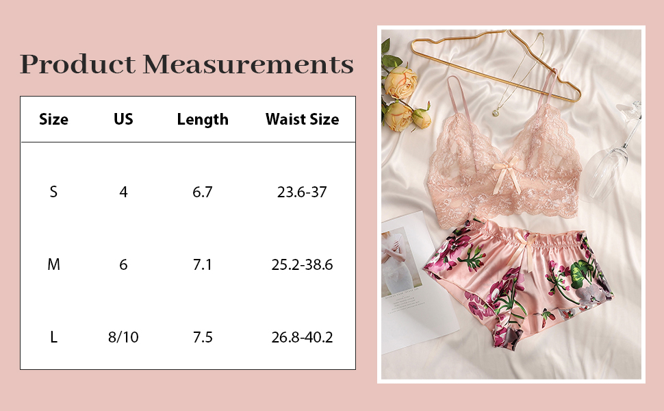 WDIRARA Women''s 2Pcs Floral Lace Cami Top with Shorts Sleepwear Pajama Set