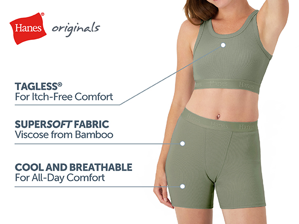 Hanes Originals HLA203 Supersoft Fabric viscose from bamboo, tagless itch-free, cool and breathable