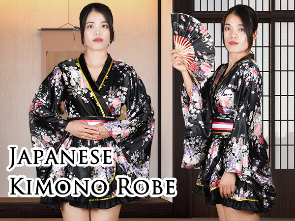 PLULON Japanese Kimono Geisha Yukata Dress