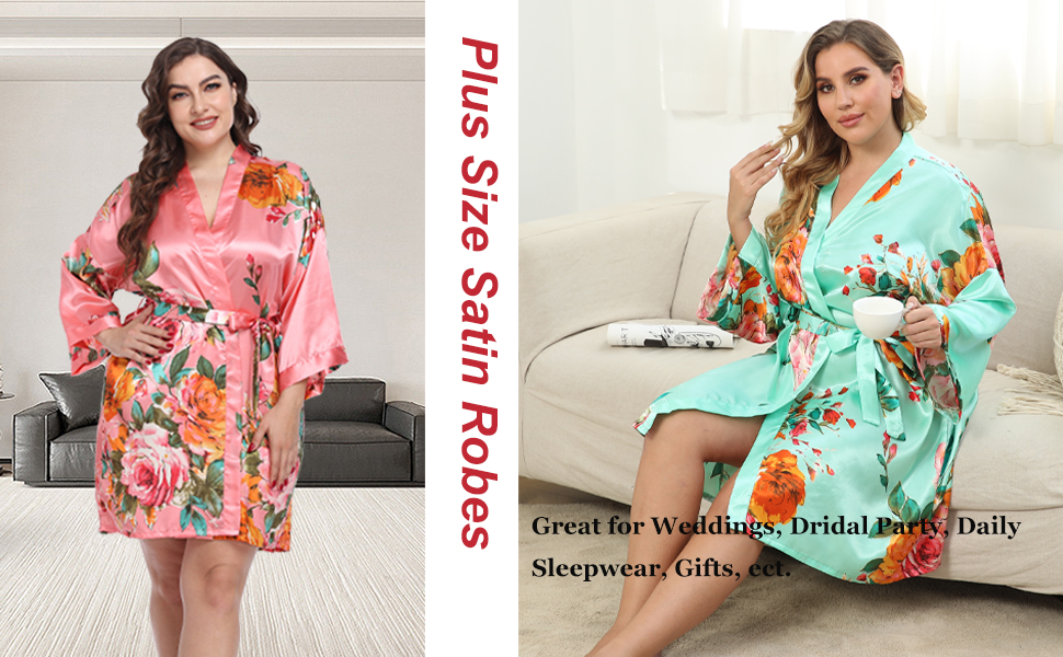 floral satin robes