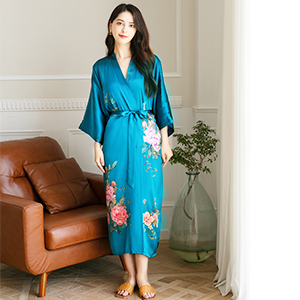 ankle length kimono plus size，silk kimono robes for women，silk kimono，kimono for women， robes