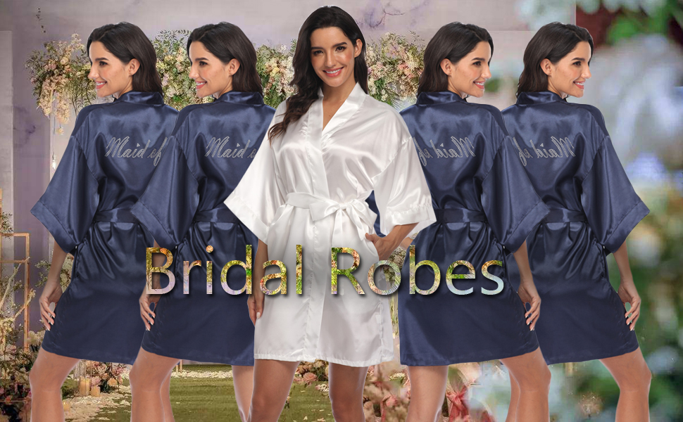 bridal party robes with rhinestones