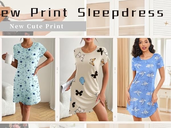 sleepwear star print nightgown black folower nightgown moon star print sleepwear