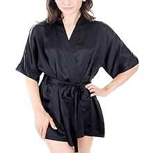 OSCAR ROSSA Women''s Luxury Silk Sleepwear 100% Silk Sexy Short Robe Kimono