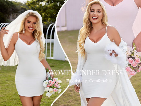 women full slip underdress mini dress wedding dress