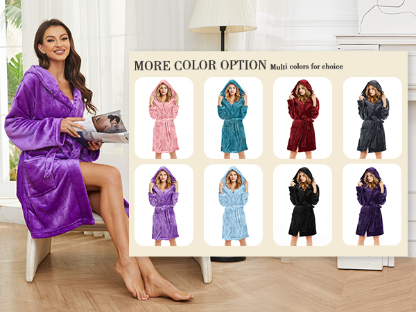 Women Hooded Fleece Robe