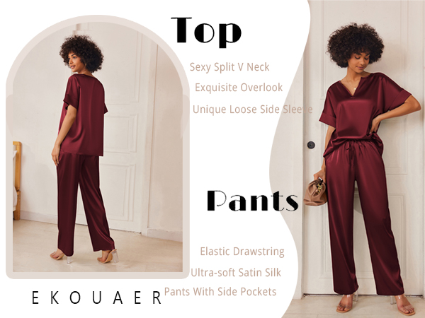 satin pjs set for women