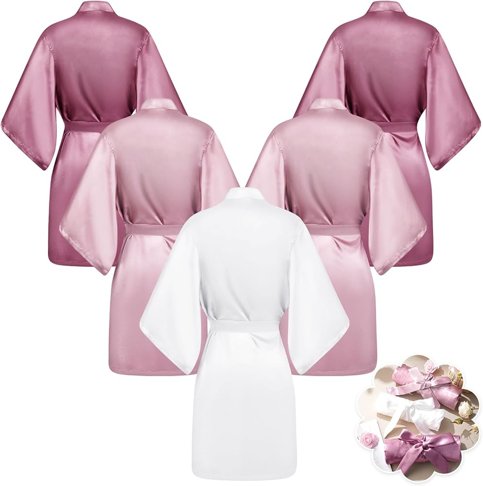 5 Pcs Bridesmaid Wedding Robes Silky Wedding Bridal Party Bride Bridesmaid Robes Satin Bridal Robe for Wedding