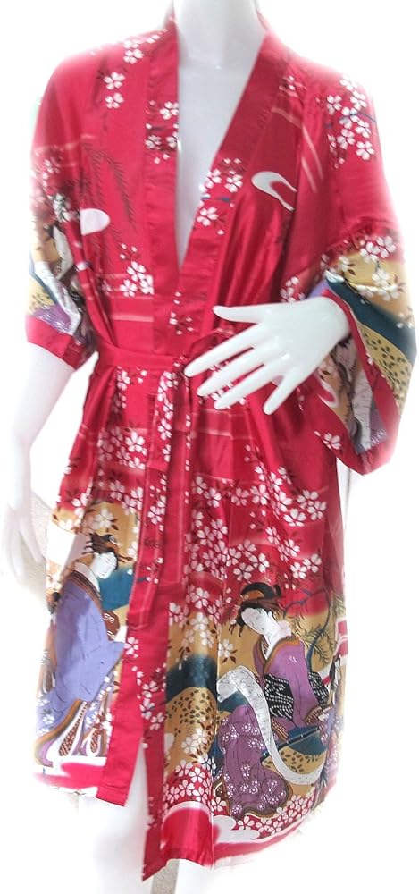 100% Thai Silk Robe- Japanese Geisha Design