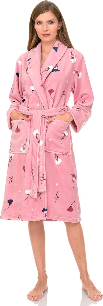 TowelSelections Women's Plush Robe, Fleece Shawl Collar Spa Bathrobe