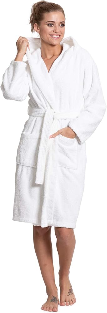 Women's Turkish Cotton Hooded Robe, Terry Hooded Bathrobe