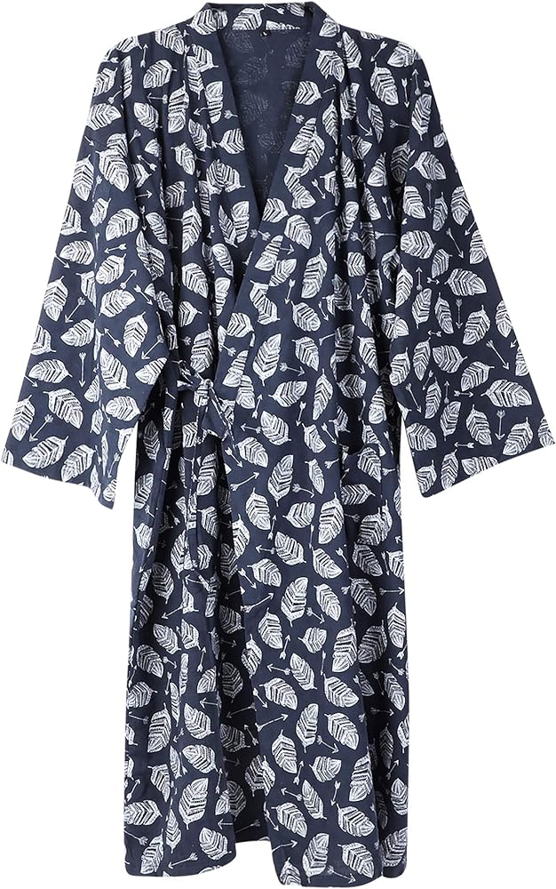 HAOZAIKEJI Women Men Kimono Pajamas Soft Cotton House Sleepwear Casual Lightweight Bathrobes Japanese Style Loose Loungewear