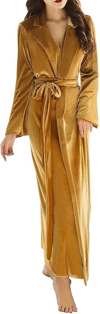 Kelaixiang Women's Long Bathrobe Fuzzy Velvet Warm Robes for Winter Plush Shawl