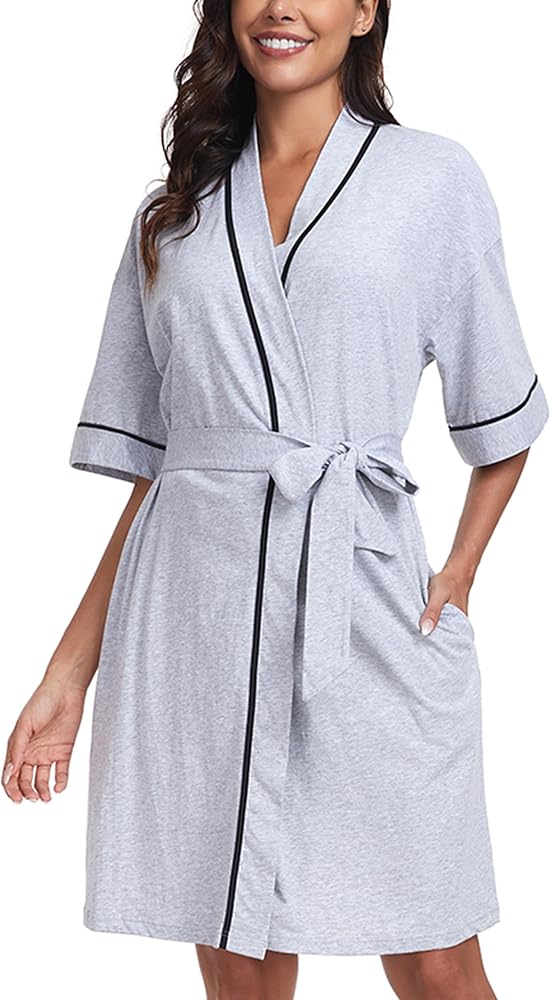 EA'S SECRET Robes for Women Summer Lightweight Bathrobe Bamboo Short Kimono Robe Soft Spa Bath robe Sleepwear for Ladies