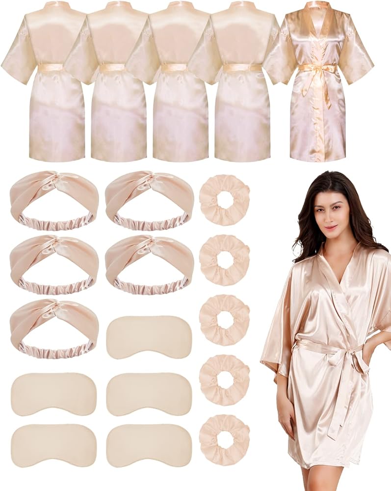 EPLAZA 12 Pcs Women Satin Silky Robe Wedding Bridal Party Bride Bridesmaid Robes Kimono Loungewear Dressing Gowns