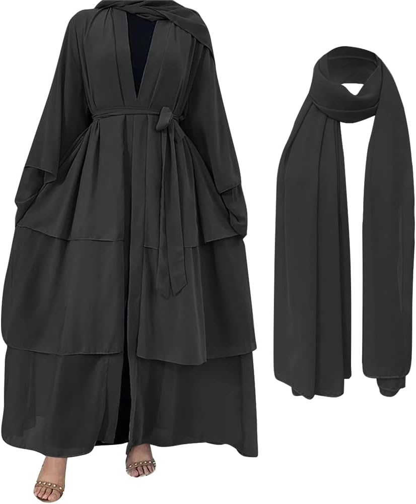 Abayas Muslim Dress for Women Long Sleeve Islamic Dubai Abaya Dress Cardigan Robe Middle East Prayer Dress with Hijab