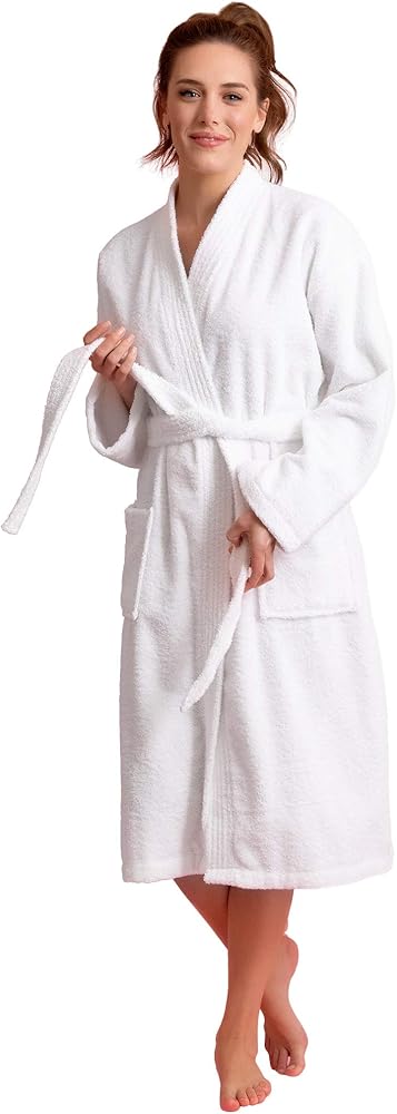 Women's Robe Terry Cloth Kimono Bathrobe Thick 100% Cotton