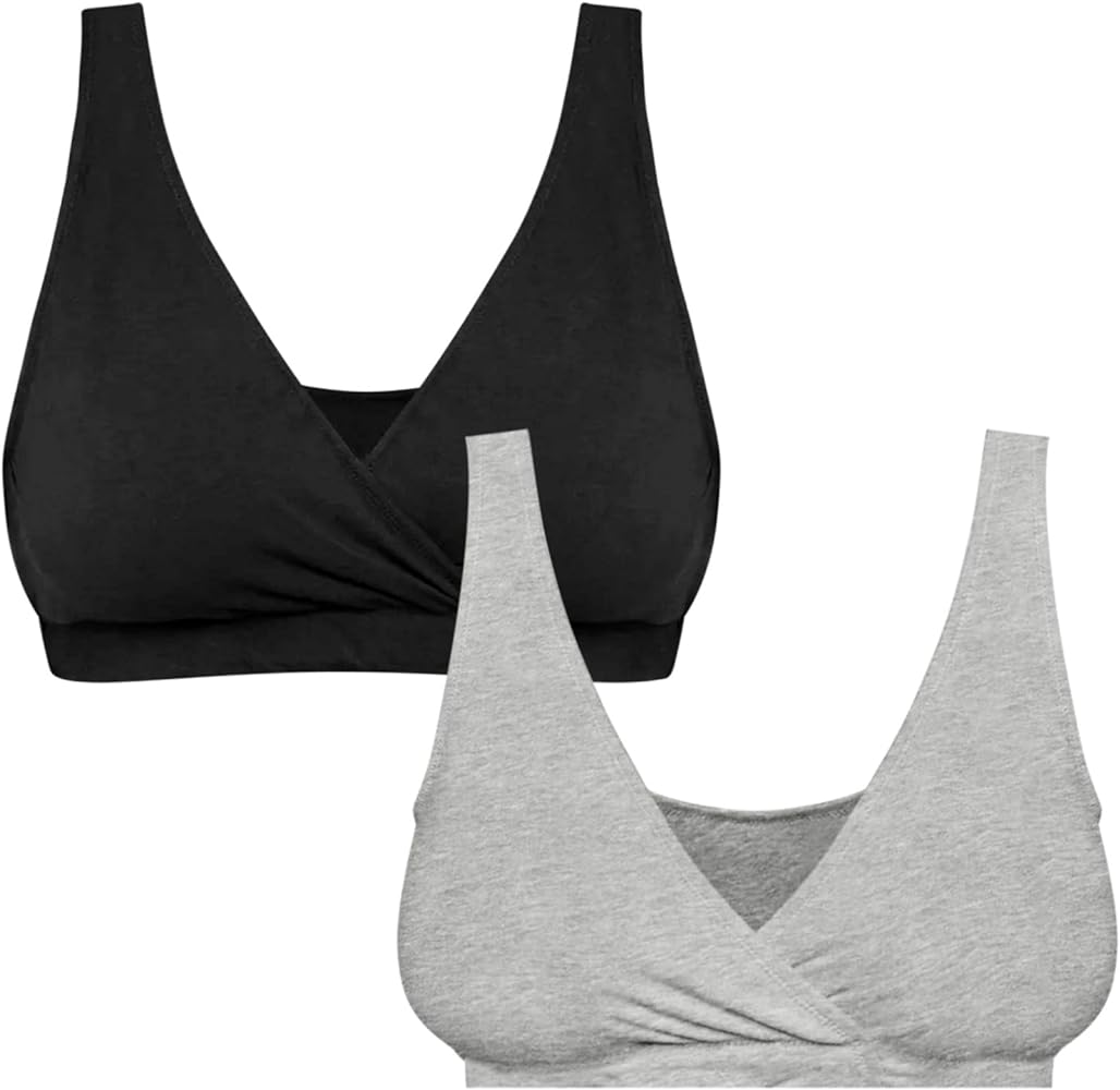 Motherhood Maternity Women's Soft Cotton Spandex Wrap Front Maternity & Nursing Sleep Bralette Bra S-3x