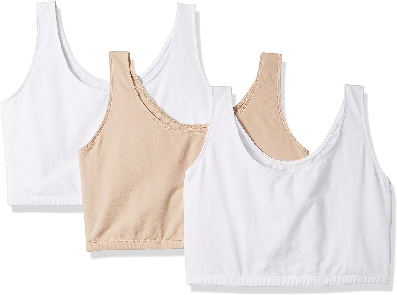 Fruit of the Loom Women's Tank Style Sports Bra - 3 Pack 9012 36 White/White/Sand