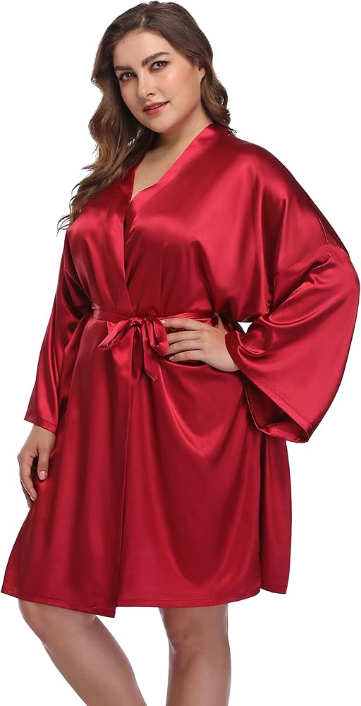 Women's Plus Size Satin Robes Short Dressing Gown Party Robes