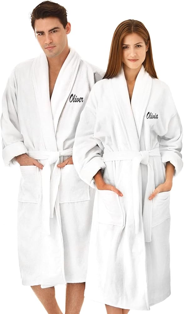 BEN KAUFMAN SALES CO Custom Bathrobes | 2pc Cotton Velour Personalized His and Hers Robes For Couples Monogrammed Bathrobe…