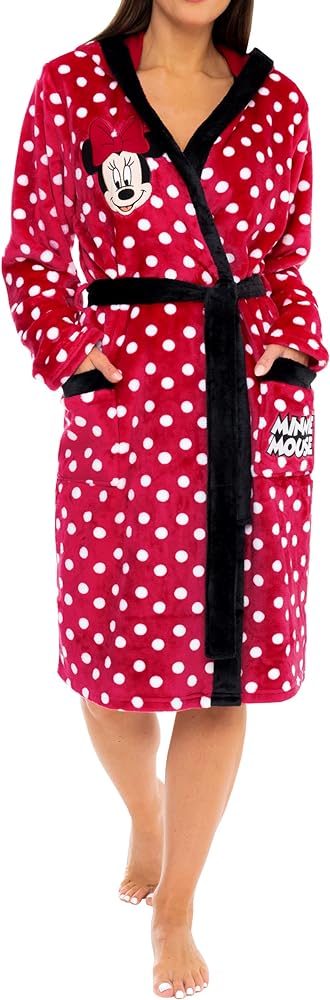 Disney Women's Robe | Minnie Mouse Bathrobe | Fluffy Robe for Women