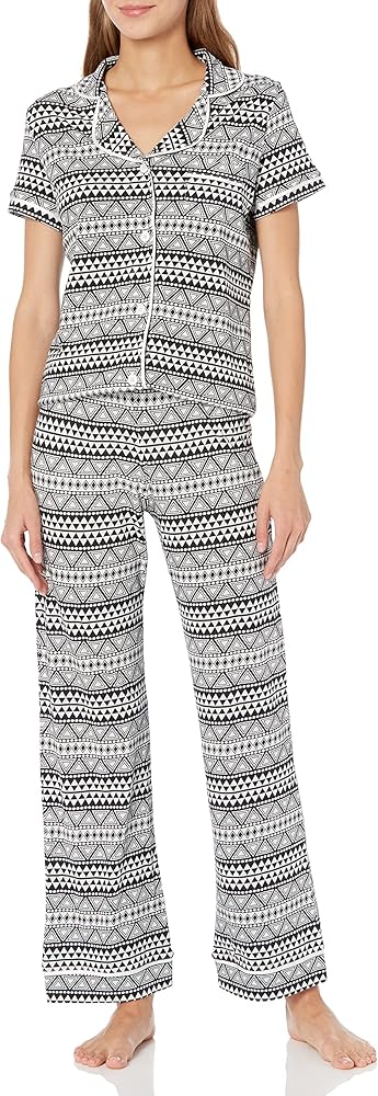 Cosabella Women's Bella Printed Short Sleeve Top & Boxer Pajama Set