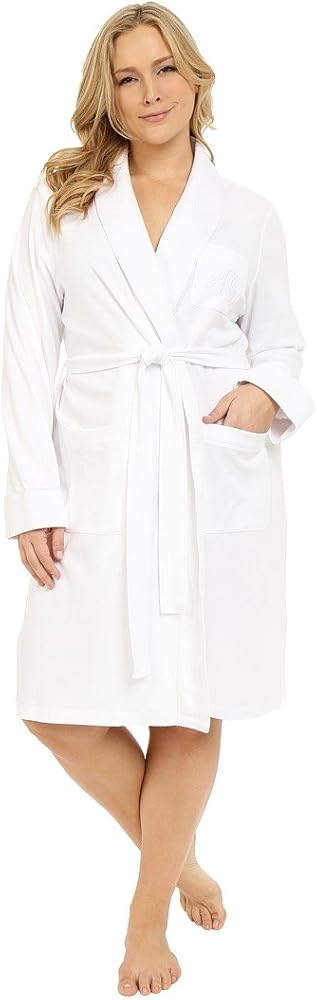 Lauren Ralph Lauren Women's Quilted Shawl Collar Robe, 814193, White, 2X