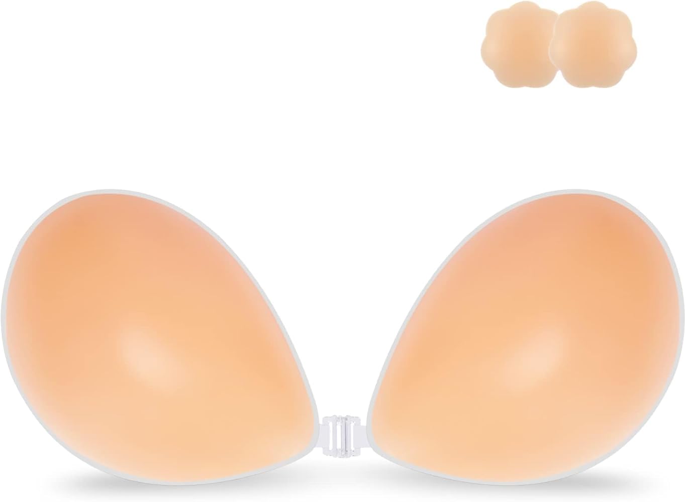 Niidor Adhesive Bra Strapless Sticky Invisible Push up Silicone Bra for Backless Dress with Nipple Covers