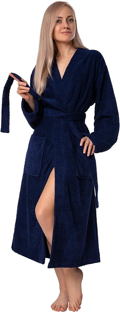 BAGNO MILANO Women's Robe, GOTS Certified Organic 100% Turkish Cotton Bathrobe for Women - Soft Terry Kimono Women Robe