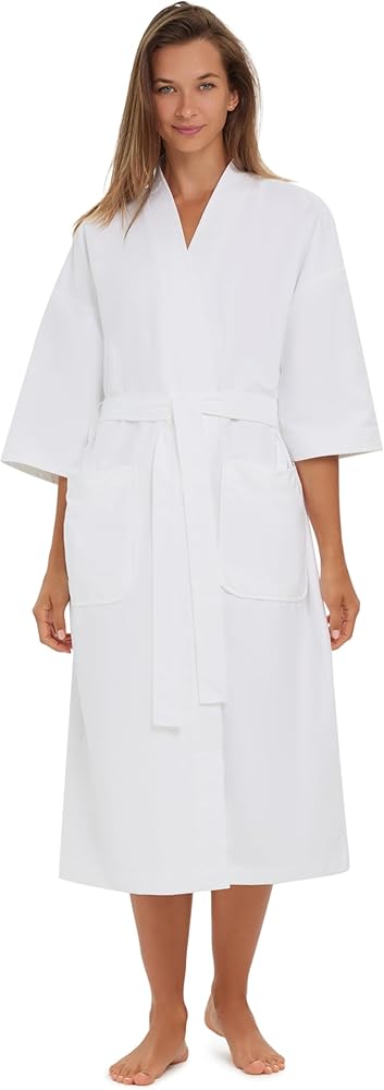 MONARCH Chamois Microfiber Kimono Hotel Robe - Lightweight Absorbent Soft Spa Bathrobe Cypress