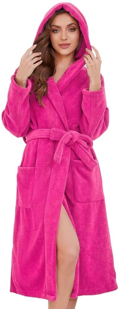 U2SKIIN Womens Fleece Hooded Robe, Soft Warm Bathrobe for Women Long Plush Loungewear