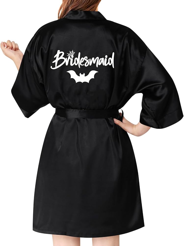 Bride Bridesmaid Robes for Spooky Bachelorette Halloween Wedding Bridal Party