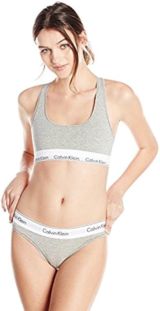 Calvin Klein Women's XS-XL Modern Cotton Bralette and Bikini Set, Grey Heather, X-Small