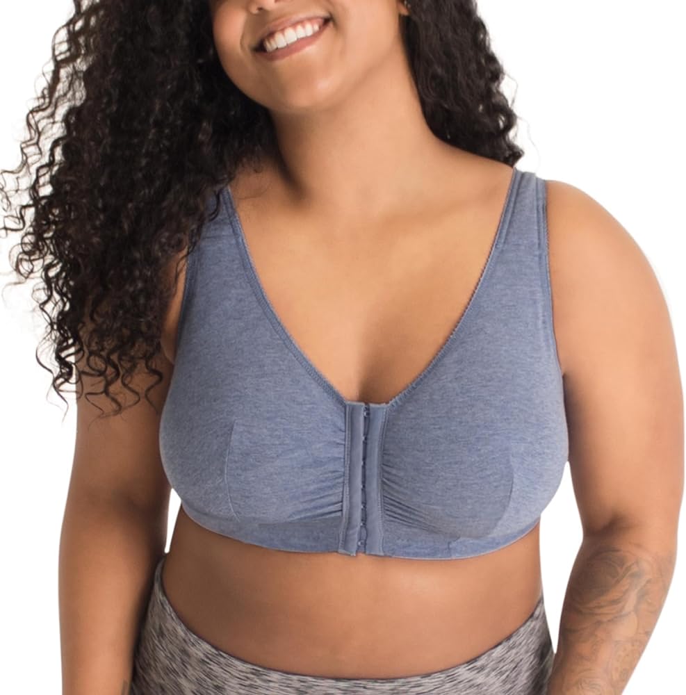 LEADING LADY Meryl Cotton Front-Closure Comfort & Sleep Bra - Comfy Cotton Sleep and Leisure Bras for Women.