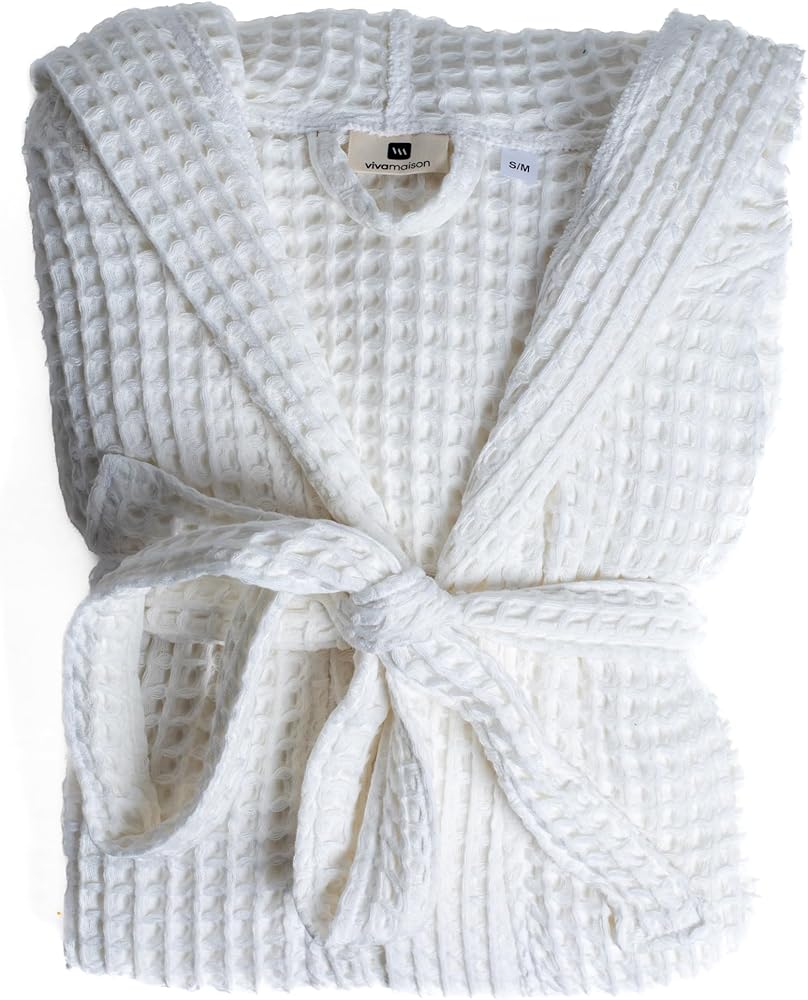 Luxury Waffle Robe with Hooded Unisex - Ultra Soft Turkish Cotton Cozy Full-Length Bathrobe for Womens & Mens